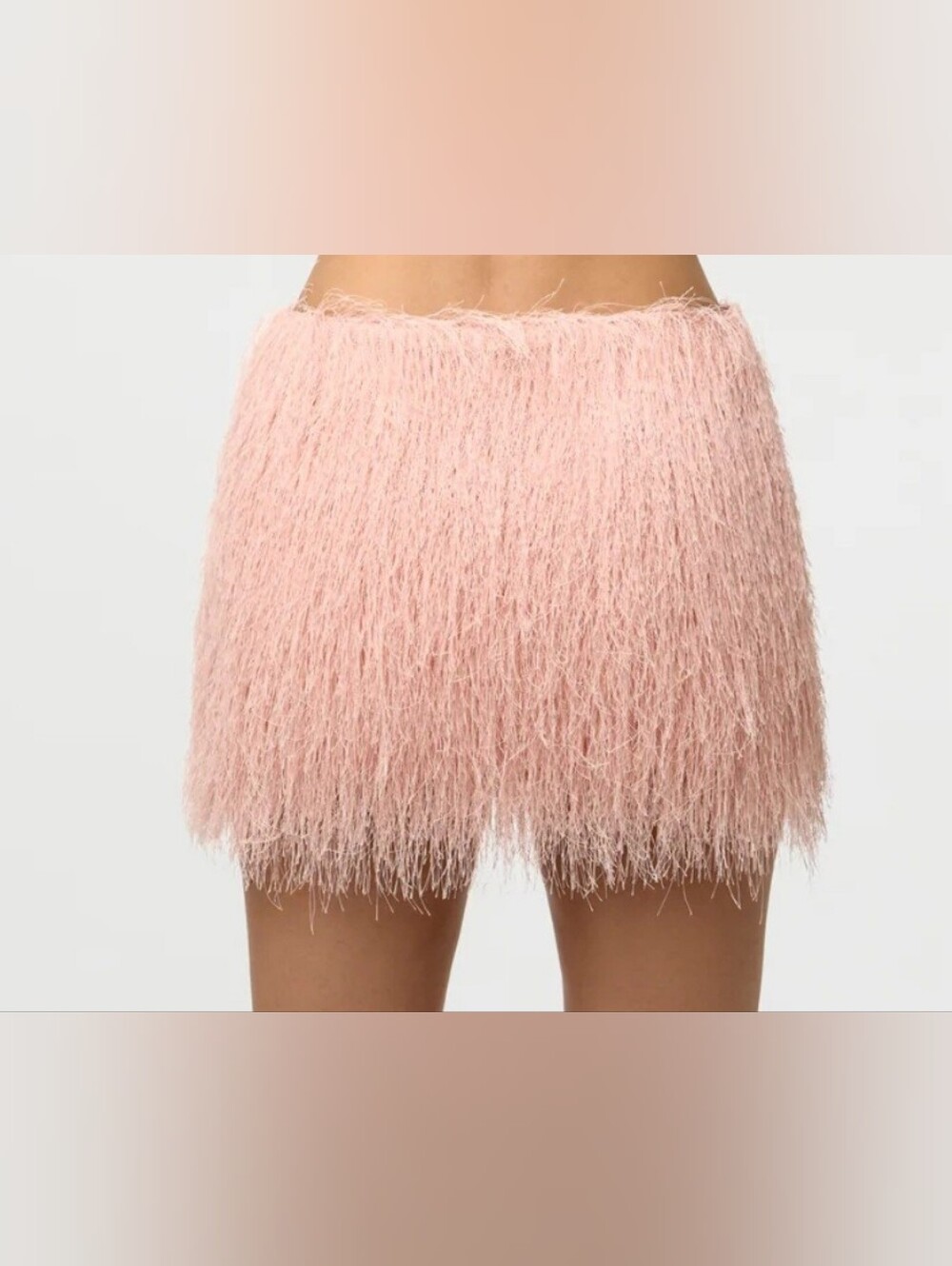 Faux Feather Mini Skirt - Blush Pink